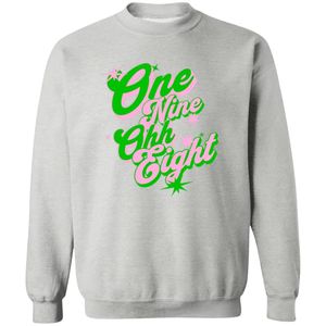 Sweat-shirt à col rond gris avec motif One Nine Oh Eight, manches longues, poignets côtelés, décontracté, en polaire pour femme, style streetwear - Product Image 1