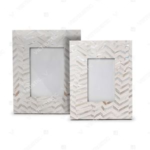 STILEVO Premium Mother of Pearl Black & White Optical Inlay Home Accessory Collection Side Table, Photo Frame & Tray Box - Product Image 3
