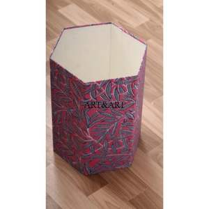 Cubo de basura indio hecho a mano para cocina, con tapa abierta, para papel y residuos, con estampado artesanal, para usar con tela de algodón. - Product Image 6