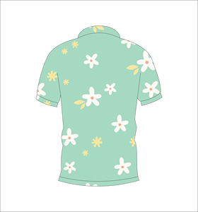 Chemise de golf personnalisée à manches courtes en coton et polyester respirant, imprimée par sublimation, motif floral vert menthe, style hawaïen, pour l'été - Product Image 2