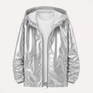 Vestes brillantes pour hommes, légères, métalliques, à manches longues, pour soirée, club de nuit, trench-coat brillant, sweat à capuche, manteau disco, vestes pour hommes - Product Image 2