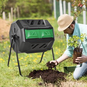 Compostador giratorio verde para exteriores de 43 galones con aireador de doble cámara de 360 grados - Product Image 2
