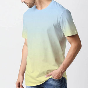 Men’s Ombre Gradient T-<b>Shirt</b> Short Sleeve Round Neck Regular Fit Casual Knit Tee Stylish Color Transition Lightweight Breathable - Product Image 3