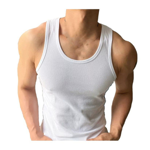 Rib Tank Top High Quality Custom Muscle Fitted Cotton Ribbed Tank Top <b>Men</b> Gym Workout Streetwear Sleeveless T-Shirt Custom - Product Image 1