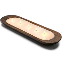 Vela de Cera de Soja Ecológica de 3 Mechas Tallada a Mano en Madera Sostenible, en Recipiente de Madera de Nogal Oscuro, Decoración Estética Rústica