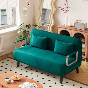 Divano Letto Convertibile Verde Antico da 55 Pollici in Velluto, Pieghevole a Tre Ante con Schienale Regolabile e Cuscino, Chaise Longue Relax by Co - Product Image 3