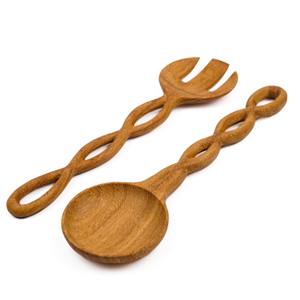 Cuillère de service en bois du Vietnam, faite à la main, avec manche en forme de feuille, ustensile de cuisine naturel, vaisselle décorative, artisanat vietnamien - Product Image 6