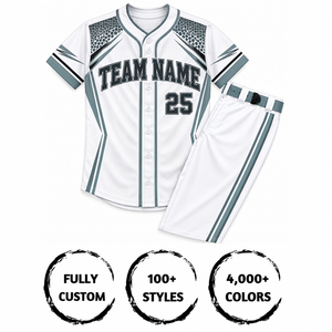 Ensemble de maillots de baseball personnalisables à manches courtes 100% polyester anti-humidité avec nom d'équipe imprimé pour adultes - Product Image 4