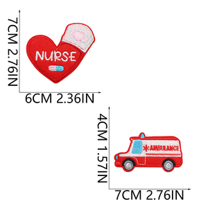 Wholesale <b>Iron</b>-On Embroidery Nurse Uniform Badge Cartoon Nurse Hat Medical Embroidered Twill Canvas Patches Custom Clothing Hat - Product Image 2