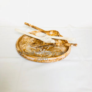 Servidor de ensalada de resina hecho a mano Frutero Diseño clásico único Plato grande Color de malaquita Pieza de declaración para fiestas - Product Image 5