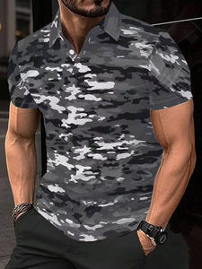 Men's Short-Sleeve for Shirt Enzyme Wash Striped Pattern 100% Cotton Anti-Wrinkle Casual Gray White Stylish Easy - Product Image 4