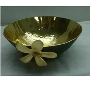 Bol de service pour salade, fruits et en-cas, en métal noir avec revêtement poudré, design martelé, forme arrondie, pour la cuisine à domicile - Product Image 6