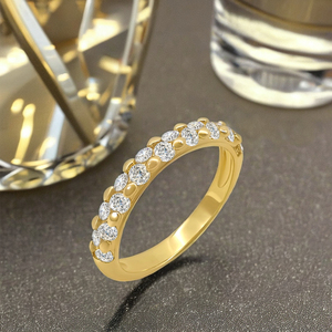 Anillo de Diamantes de Estilo Simple Chapado en Rodio y Oro de 14K, Joyería Fina de Moda para Bodas, Compromisos, Regalos y Fiestas - Product Image 4