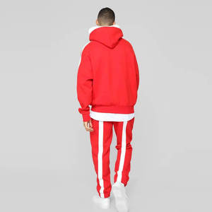 Conjunto Deportivo con Capucha Roja para Hombre, Manga Larga, Rayas, Corte Holgado, 100% Algodón, Ropa de Otoño, Venta al Por Mayor - Product Image 2
