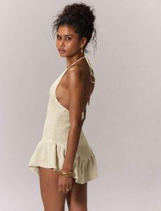 Robe Courte en Crochet Isola avec Volants Peplum, Tricotée à la Main, Style Romper, Dos Nu, pour Femme - Product Image 4