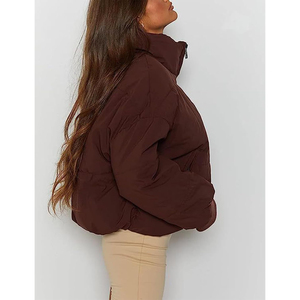 Chaqueta Corta Acolchada para Mujer, Modelo 2026, Color Sólido, Cuello Alto, Cierre de Cremallera, Manga Larga, Abrigo Grueso y Cálido para Invierno - Product Image 3