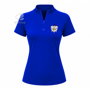 ชุดออกกำลังกายสำหรับผู้หญิง Sigma Gamma Rho เสื้อครอปซิป แขนสั้น กางเกงเลกกิ้งเอวสูง พร้อมแถบสีทองตัดกัน ชุดกีฬา - Product Image 2