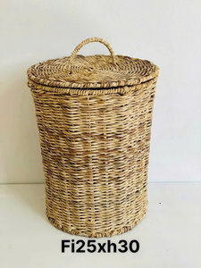 Cesta de Almacenamiento de Ratán Natural con Tapa y Asa, Forma Circular, Estilo Rústico, para Guardar Ropa - Product Image 2