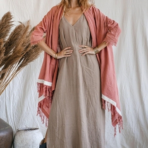 Robe Kimono Bohème pour Femme, Cardigan Châle à Franges en Coton Brut, Idéale pour Festival et Été, Style Bohème, Prix de Gros - Product Image 2