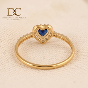 Anillo de Compromiso de Oro Amarillo Sólido de 14 Quilates con Certificado IGI al por Mayor para Mujer con Diamante Cultivado en Laboratorio y Topacio Azul de Londres en Forma de Corazón - Product Image 4