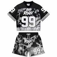 Ensemble de survêtement unisexe personnalisé imprimé, t-shirt et short en polyester, tenue de sport d'été respirante, vêtements décontractés, fabricant OEM