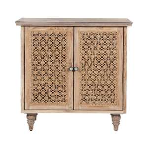 Mueble de Almacenamiento Contemporáneo Moderno de 2 Puertas, Madera Sólida Tallada en Mimbre, Mueble Ecológico y Duradero, Apto para Cocina y Comedor - Product Image 1