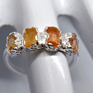 Bague en pierres précieuses sterling 925 faite à la main incroyable topaze impériale naturelle bague à la mode de style ethnique - Product Image 1