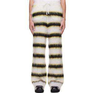 Wholesale Custom Winter Rainbow Striped Knitted Furry Cotton Eco-Friendly Men's Sweatpants <b>Drawstring</b> <b>Trousers</b> - Product Image 3