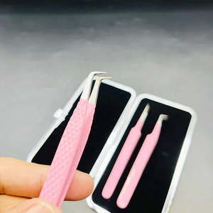 Pinzas de Fibra de Acero Inoxidable de Marca Privada con Punta en Forma de L de 45/90 Grados, Diseño de Corazón Rosa Sólido, Pinzas de Precisión para Cejas - Product Image 3