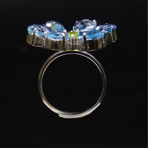 Anillo Clásico de Plata de Ley 925 con Topacio Azul y Peridoto, Joyería Plateada para Mujer, para Bodas - Product Image 3