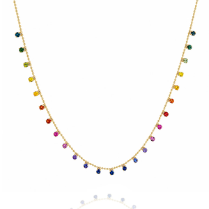 Collar de Novia de Plata 925 con Moissanita y Cristales Redondos, Joyería de Moda para Mujer para Fiestas - Product Image 1