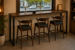 Modern Wood <b>Bar</b> <b>Table</b> With 3 Stools Midcentury Design Restaurant Furniture Set Durable Commercial Dining Set - Product Image 1