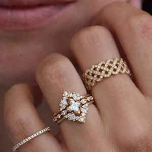 Bague en moissanite taille orchidée pour femme, en argent 925 original plaqué or, bijou floral unique pour cadeau de mariage nuptial - Product Image 2