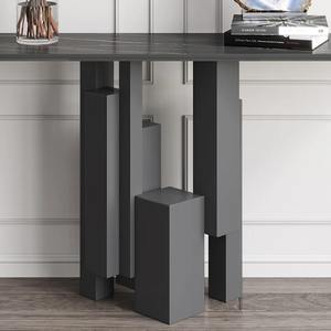 Bureau de couloir convertible moderne en fer avec pieds en colonne et surface aspect pierre pour entrée - Product Image 6