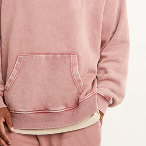 Sweat-shirt à capuche rose surdimensionné pour homme, pull décontracté streetwear avec logo personnalisé - Product Image 4