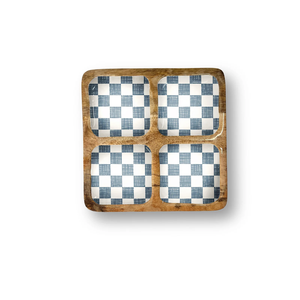 Juego de bandejas de madera de mango artesanales con diseño de esmalte impreso – Bandejas decorativas de madera para aperitivos y frutos secos para el hogar y hoteles - Product Image 4