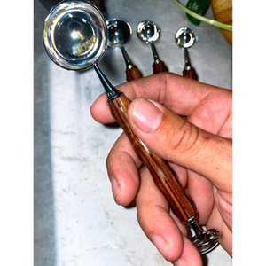 8 Piece <b>Set</b> Stainless Steel Cutlery <b>Set</b> <b>Measuring</b> <b>Cups</b> And Spoon <b>Set</b> With 250ml Capacity With Wooden Handles Shiny Polished - Product Image 6