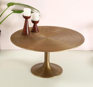 Table basse ronde en laiton avec design côtelé, style moderne du milieu du siècle, décoration de salon, meuble d'appoint intérieur - Product Image 1
