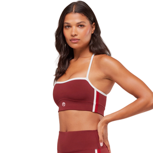 Sujetador Deportivo para Mujer con Logotipo Personalizado, Color Rojo Carmín, Ribete en Contraste de Nailon y Spandex, Top de Yoga con Soporte Ligero, Ropa Deportiva para Gimnasio y Entrenamiento - Product Image 4