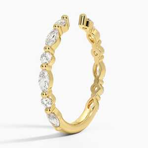 Nuevo Anillo Abierto de Joyería Fina y Delicada, Anillo Ajustable de Oro Sólido de 14K y 18K con Media Cobertura de Diamantes Cultivados en Laboratorio para Mujer - Product Image 2