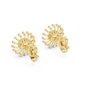 Juego de pendientes de diamantes cultivados en laboratorio con diseño floral único en oro amarillo de 18 quilates para compromiso, boda, fiesta, regalo de San Valentín, uso diario para mujeres - Product Image 2