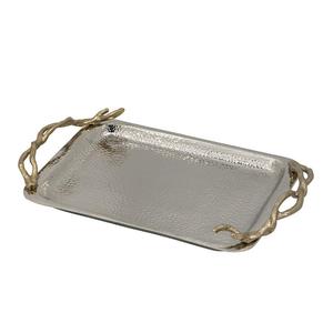 Metal Rectangular Decorative Trays With <b>Bow</b> Handles 2Pcs For Serving And Display Snacks Desserts Party Birthday Use Tableware - Product Image 5