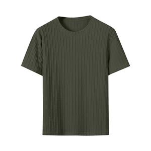 เสื้อยืดแขนสั้นผู้ชายสีพื้น ผ้าถัก ระบายอากาศได้ดี เป็นมิตรกับสิ่งแวดล้อม คอกลม ทรงปกติ สวมใส่สบาย ลายถักแบบเคเบิ้ล - Product Image 3