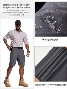 Men's Outdoor Cargo Shorts Quick Dry Water Resistant Multi Pocket Stretch Lightweight Hiking Travel Utility Shorts - Product Image 5