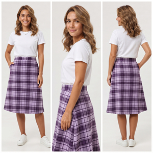 Jupes à carreaux pour femmes, longueur genou, jupes en coton de haute qualité, respirantes, style streetwear, jupes longues en flanelle à carreaux - Product Image 5