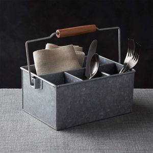 Sophisticated Galvanized Cutlery Holder Elegant Rustic Design <b>Utensil</b> Storage For Modern Homes - Product Image 1
