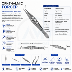 Pinzas para Cápsulas Arruga de Al Mida Healthcare, Curvas, Muy Delicadas, Instrumentos Quirúrgicos Oftálmicos de Acero Inoxidable, Microinstrumentos Manuales con Certificación CE - Product Image 6