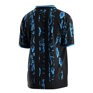 Camiseta Deportiva de Fútbol para Hombre, Marca Respect, Negra y Azul con Patrón, Manga Corta, Secado Rápido, Corte Regular - Product Image 5