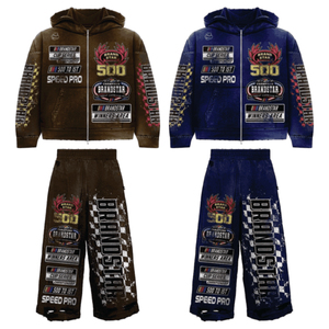 Custom Logo 2-<b>PC</b> <b>Set</b> Breathable Business Sweat Suit Tracksuit Oversized Plus Size Cropped Hoodie Wide Leg Pant Distressed 100% - Product Image 1