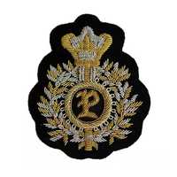 Badge de blazer personnalisé brodé à la main en fil de bouillon 3D, or et argent, qualité supérieure, patch en feutre non tissé pour blazers, casquettes et vestes